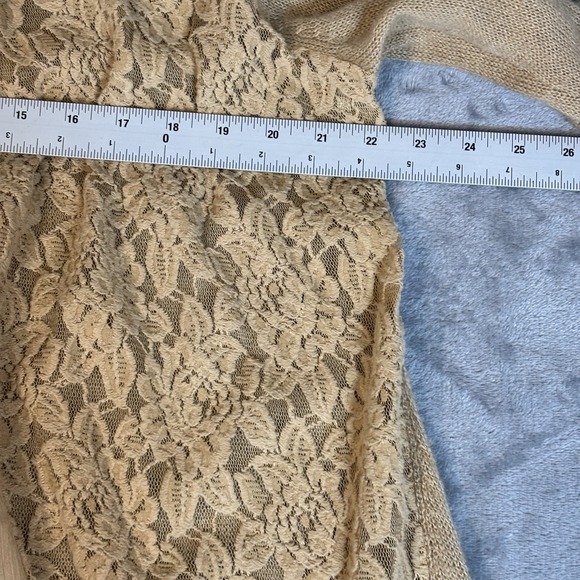 Chicos Luxe Lace Harriet Cardigan Sweater Camel Womens Size 4/2XL/22 Wool Mohair - Picture 9 of 10